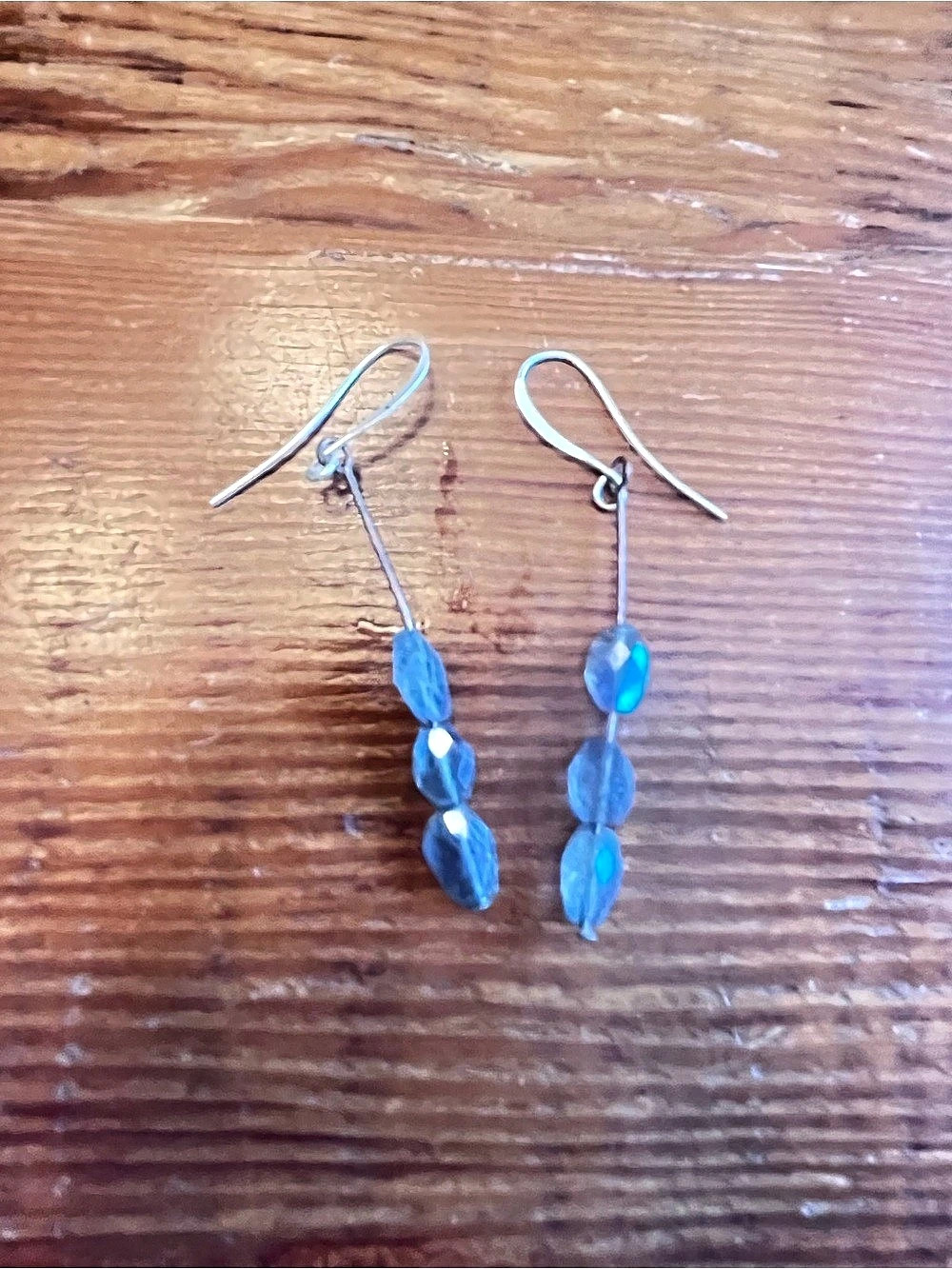 Labradorite Faceted Beaded Drop Earrings with Sterling hooks